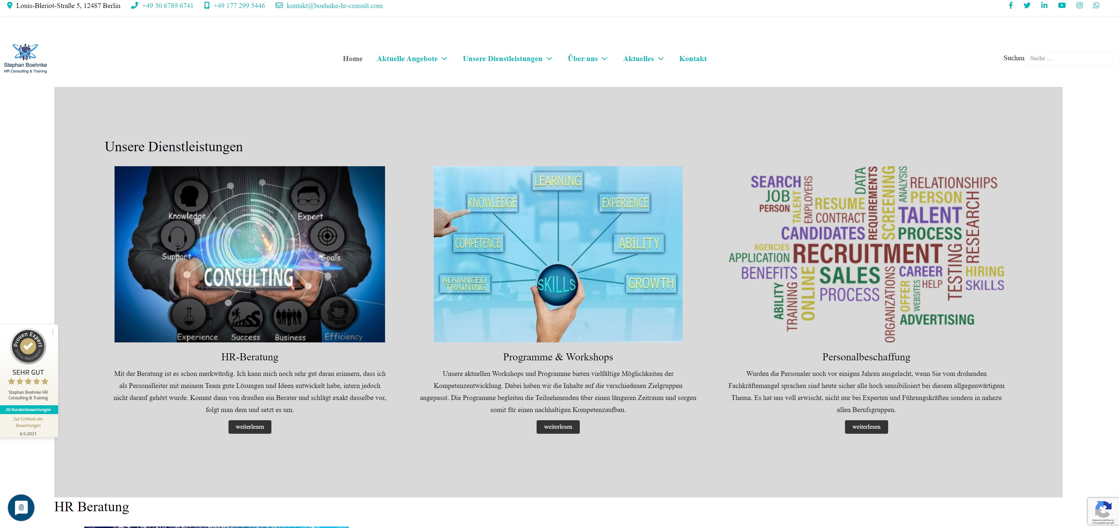 Screenshot Homepage
